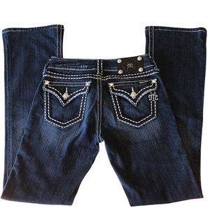 Miss me women’s bootcut Jp5014 dark wash low rise flap pockets stitched size 27